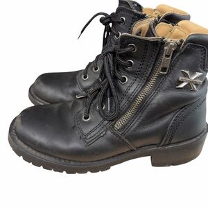 XELEMENT Black Leather Motorcycle Riding Boots‎ – Size 6.5
